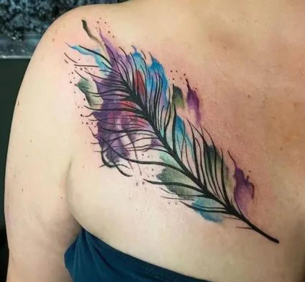 Watercolor Feather Tattoos
